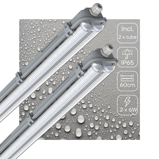 2 PACK - LED's Light Dubbele LED TL lamp 60 cm - compleet met LED buizen - Binnen en buiten - 2200 lm - 2x6W - 4000K