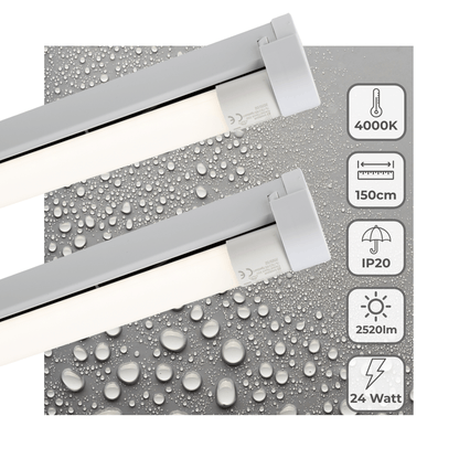 Witte LED-lampen met rechte, glanzende huls en afgeronde einden, geschikt voor moderne verlichting. Geïntegreerd met een zacht, effen wit licht voor energiezuinige ruimteverlichting.