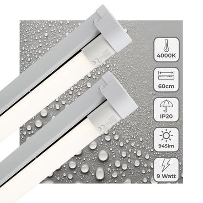 2 PACK - LED's Light LED licht balk 60 cm voor binnen - Armatuur inclusief LED TL buis - 1000 lm