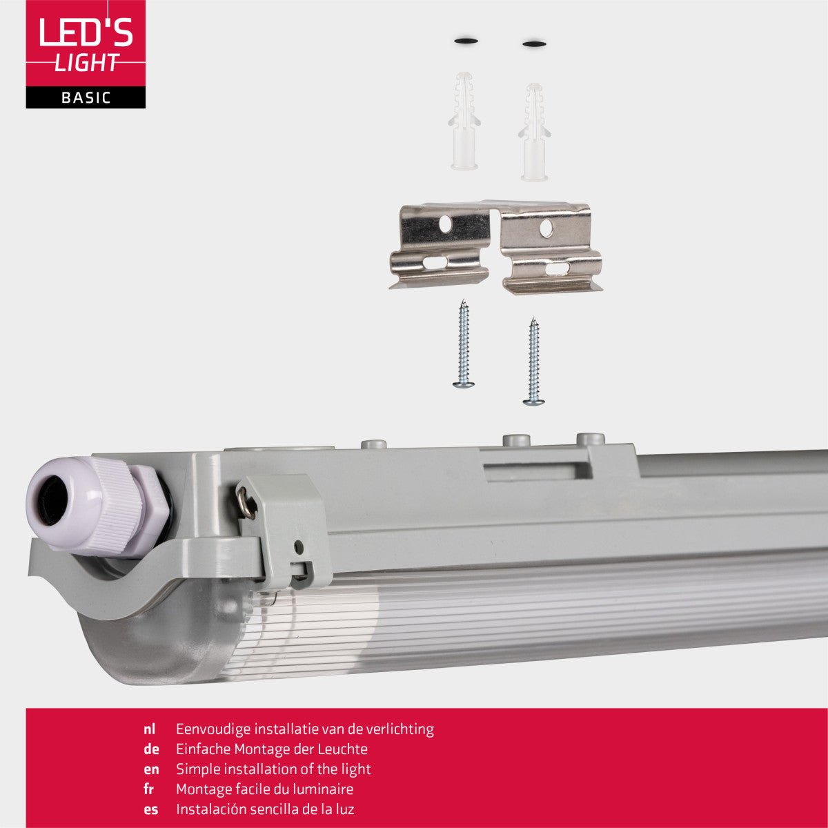 Zilverkleurige LED-buis met glazen kap en witte aansluitingen, inclusief twee witte LED-buisvervangingen met goudkleurige contactpunten, geschikt voor energiezuinige verlichting in kantoren en industriële ruimtes.