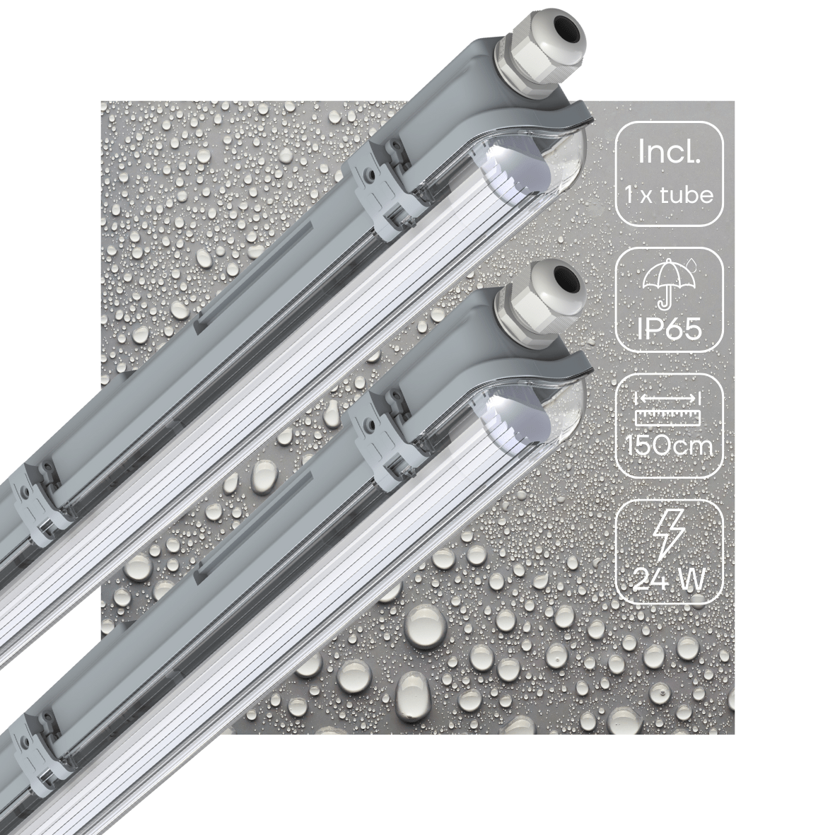 2 PACK - LED's Light LED TL armatuur met lamp 150 cm - Koud wit licht 6500 K - Waterdicht - Complete set