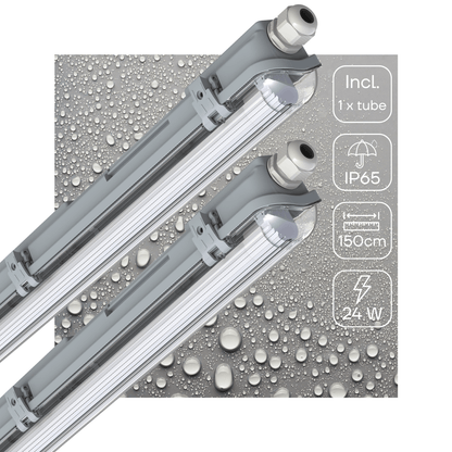 2 PACK - LED's Light LED TL armatuur met lamp 150 cm - Koud wit licht 6500 K - Waterdicht - Complete set