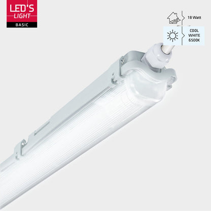 Zilverkleurige LED-buis met glazen kap en witte aansluitingen, geïntegreerd met twee witte LED-buisvervangingen voor energiezuinige verlichting in kantoren en industriële ruimtes.