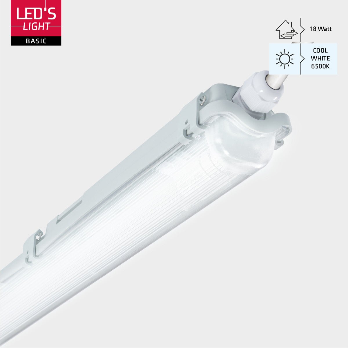 Zilverkleurige LED-balklamp met witte aansluitingen en glazen kap, inclusief acht witte LED-tubulairlampen met goudkleurige contactpunten, geschikt voor industriële verlichting.