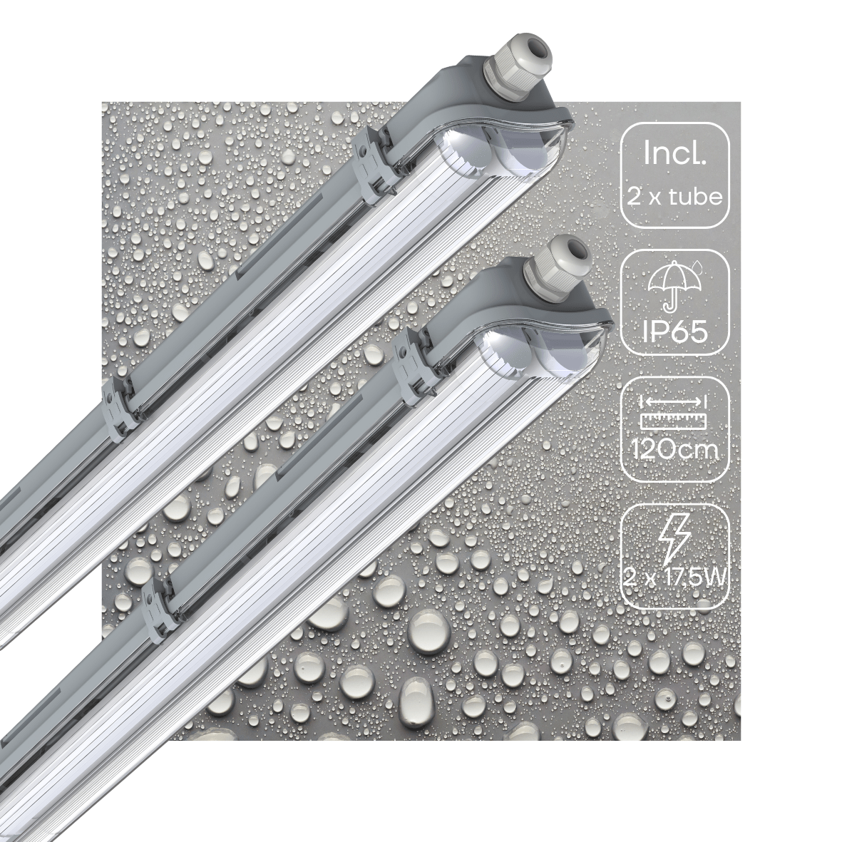 2 PACK - LED's Light LED TL dubbel armatuur 120 cm - Compleet met 2 LED TL buizen 120 cm - 4320lm