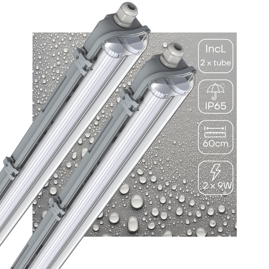 2 PACK - LED's Light LED TL dubbel armatuur 60 cm - Compleet met 2 LED TL buizen 60 cm - 2160lm