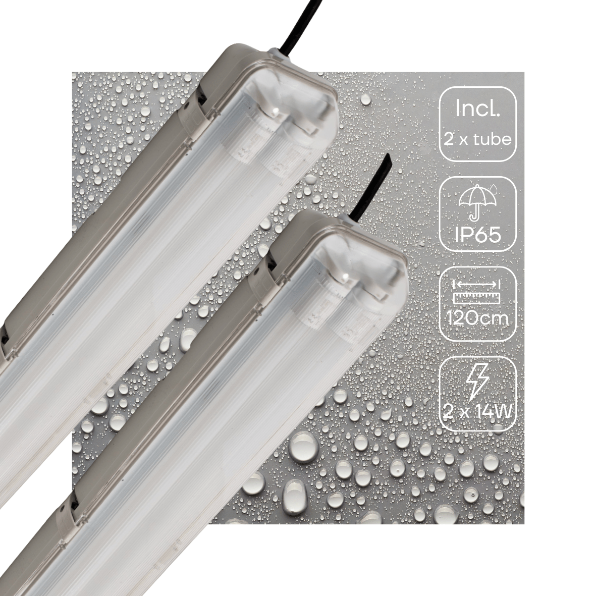 2 PACK - LED's Light LED TL licht balk met sensor 120 cm - Bewegingssensor en nachtsensor - Waterdicht - 4200 lm
