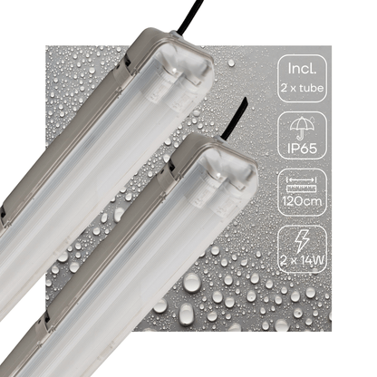 2 PACK - LED's Light LED TL licht balk met sensor 120 cm - Bewegingssensor en nachtsensor - Waterdicht - 4200 lm