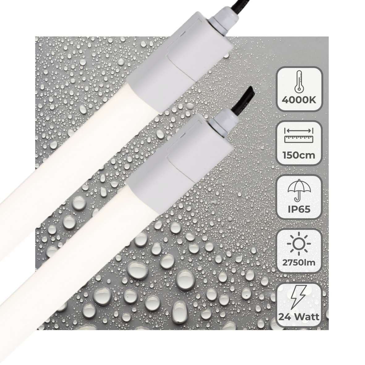 LED buislamp 150cm IP65 4000K 2750lm 24W