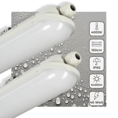 2 PACK - LED's Light Pro Premium LED TL armatuur compleet 150 cm - Waterdicht - 6400 lm