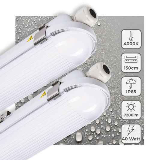 2 PACK - LED's Light Pro TL armatuur 150 cm - 40W - Energielabel B - Dimbaar licht - 7200 lm - 180Lm/W - IP65 - 4000K - IK08