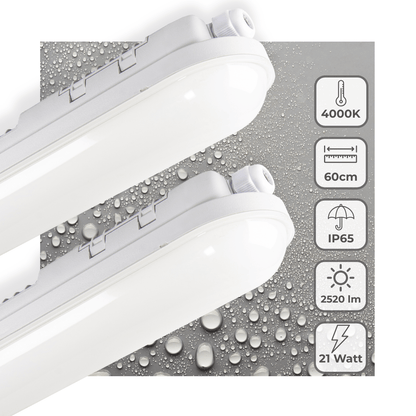 2 PACK - LED's Light Pro TL armatuur 60 cm – Geschikt voor binnen en buiten – 2500 lumen – IP65 waterdicht