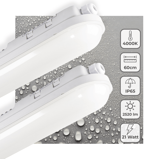 2 PACK - LED's Light Pro TL armatuur 60 cm – Geschikt voor binnen en buiten – 2500 lumen – IP65 waterdicht