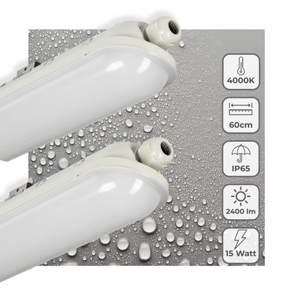 2 PACK - LED's Light Pro TL armatuur compleet 60 cm - Waterdicht - 2400 lm