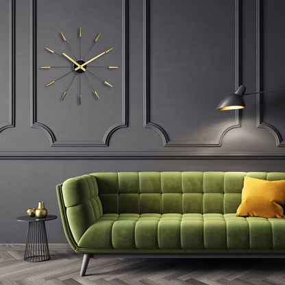 Comnox - Silent Wall Clock - Vintage – Stille tijdweergave – 58 cm – Roestvrij staal – Plug Inn – zilver, zwart, goud, multicolor