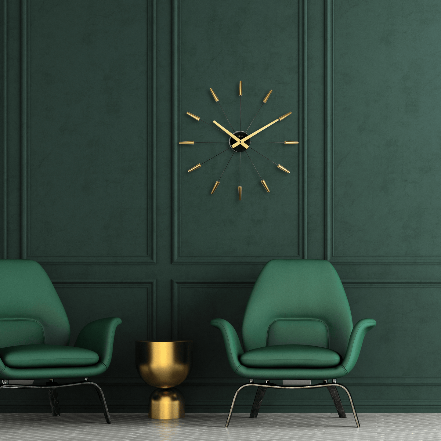 Comnox - Silent Wall Clock - Vintage – Stille tijdweergave – 58 cm – Roestvrij staal – Plug Inn – zilver, zwart, goud, multicolor