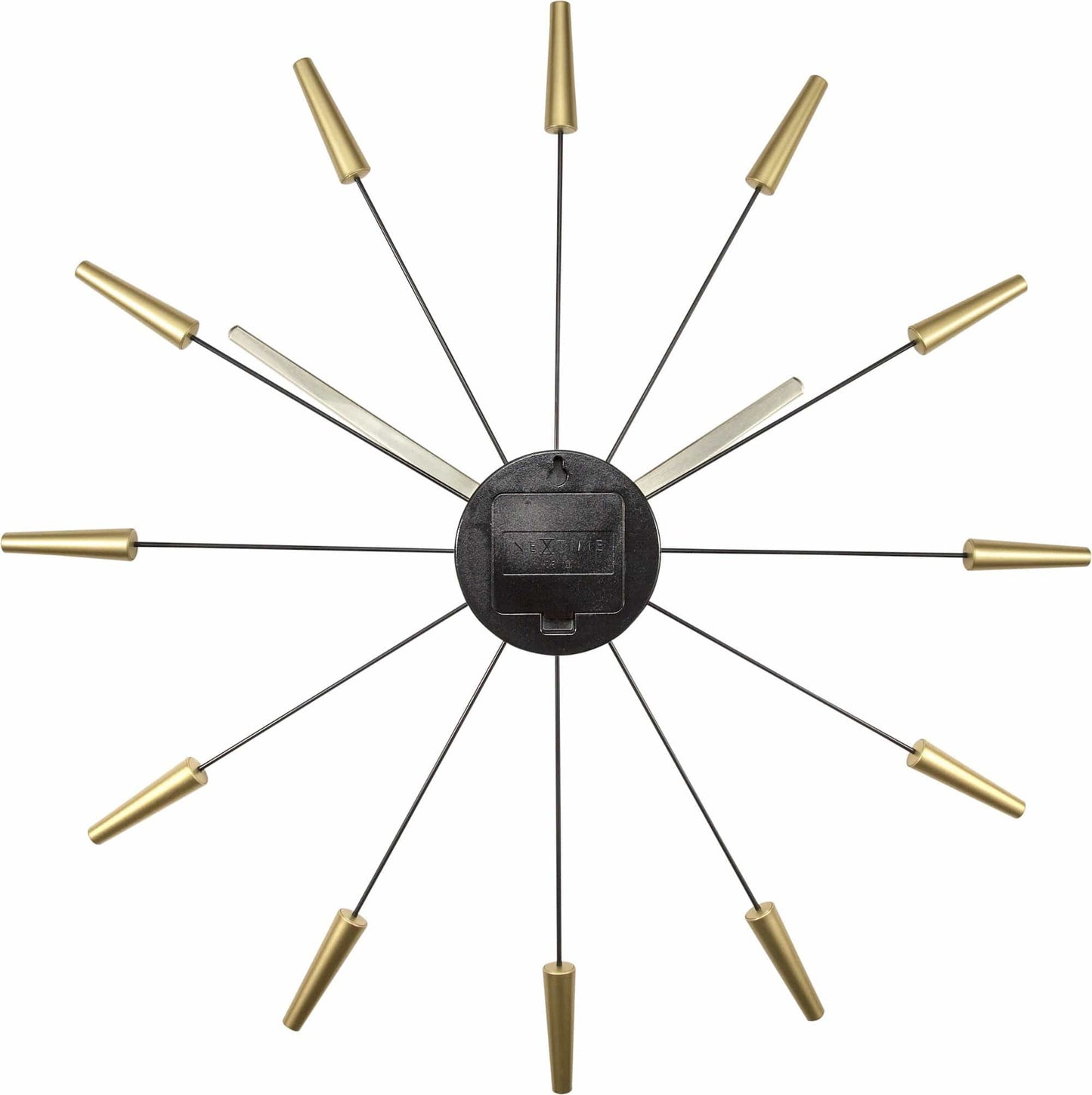 Comnox - Silent Wall Clock - Vintage – Stille tijdweergave – 58 cm – Roestvrij staal – Plug Inn – zilver, zwart, goud, multicolor