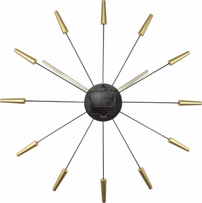 Comnox - Silent Wall Clock - Vintage – Stille tijdweergave – 58 cm – Roestvrij staal – Plug Inn – zilver, zwart, goud, multicolor