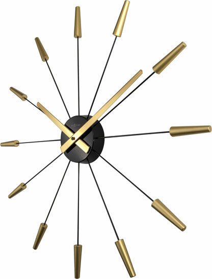 Comnox - Silent Wall Clock - Vintage – Stille tijdweergave – 58 cm – Roestvrij staal – Plug Inn – zilver, zwart, goud, multicolor
