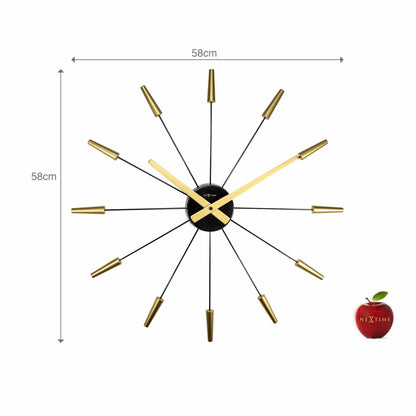 Comnox - Silent Wall Clock - Vintage – Stille tijdweergave – 58 cm – Roestvrij staal – Plug Inn – zilver, zwart, goud, multicolor