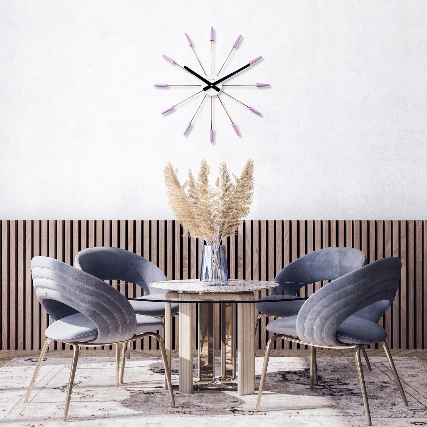 Comnox - Silent Wall Clock - Vintage – Stille tijdweergave – 58 cm – Roestvrij staal – Plug Inn – zilver, zwart, goud, multicolor