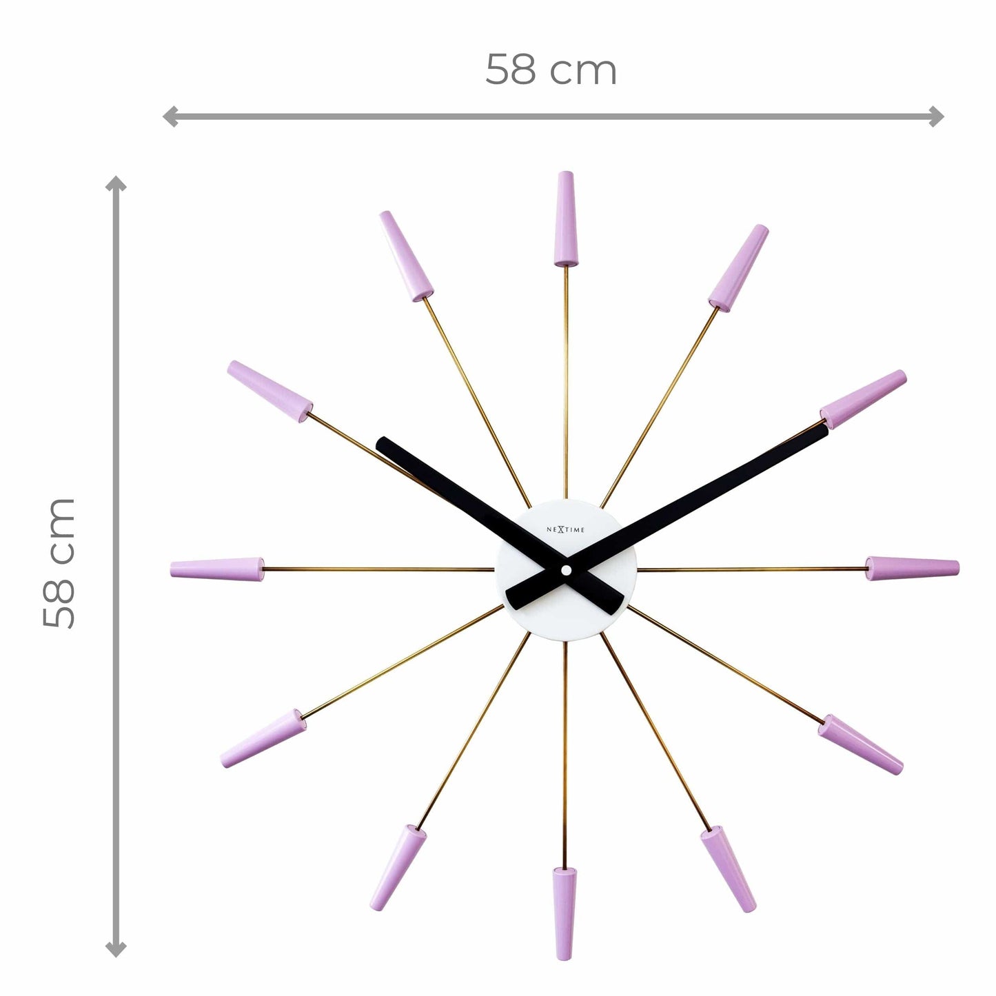 Comnox - Silent Wall Clock - Vintage – Stille tijdweergave – 58 cm – Roestvrij staal – Plug Inn – zilver, zwart, goud, multicolor