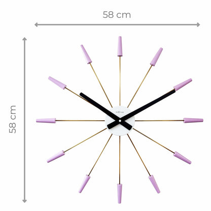 Comnox - Silent Wall Clock - Vintage – Stille tijdweergave – 58 cm – Roestvrij staal – Plug Inn – zilver, zwart, goud, multicolor