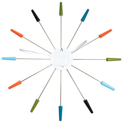 Comnox - Silent Wall Clock - Vintage – Stille tijdweergave – 58 cm – Roestvrij staal – Plug Inn – zilver, zwart, goud, multicolor