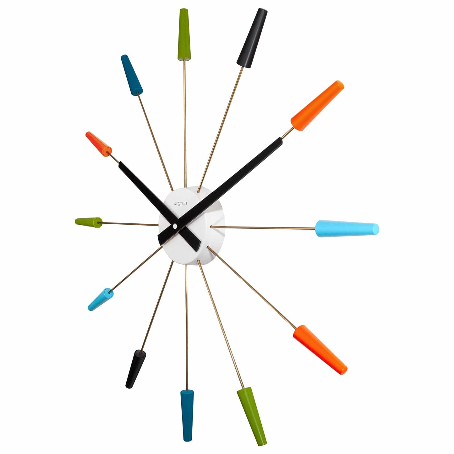 Comnox - Silent Wall Clock - Vintage – Stille tijdweergave – 58 cm – Roestvrij staal – Plug Inn – zilver, zwart, goud, multicolor