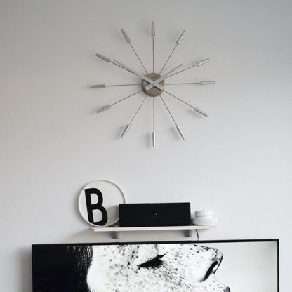 Comnox - Silent Wall Clock - Vintage – Stille tijdweergave – 58 cm – Roestvrij staal – Plug Inn – zilver, zwart, goud, multicolor