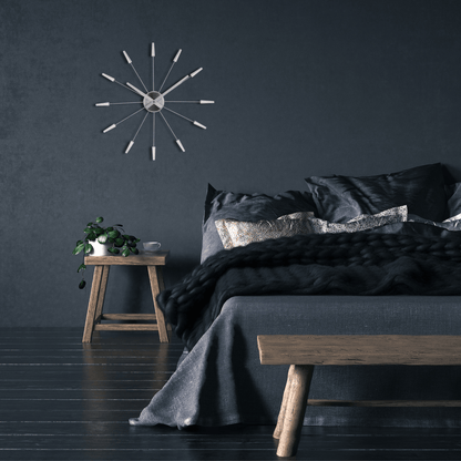 Comnox - Silent Wall Clock - Vintage – Stille tijdweergave – 58 cm – Roestvrij staal – Plug Inn – zilver, zwart, goud, multicolor