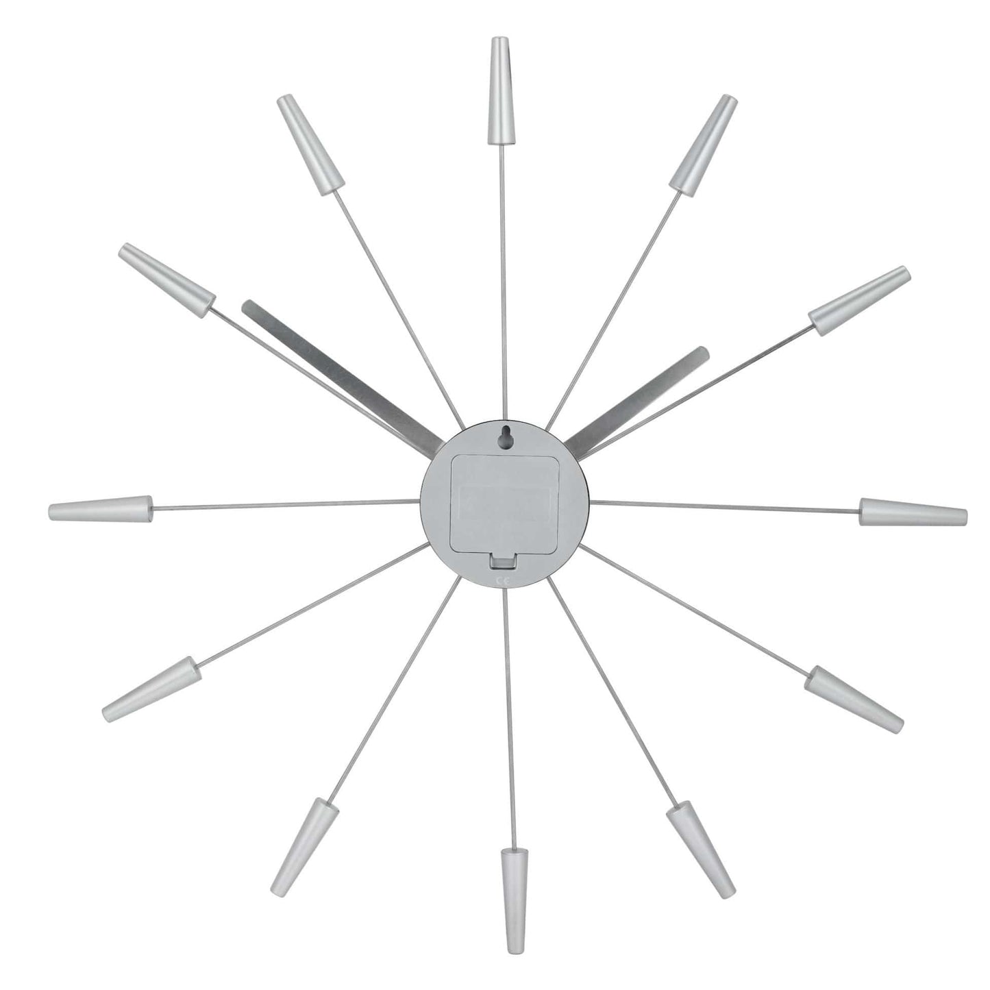 Comnox - Silent Wall Clock - Vintage – Stille tijdweergave – 58 cm – Roestvrij staal – Plug Inn – zilver, zwart, goud, multicolor