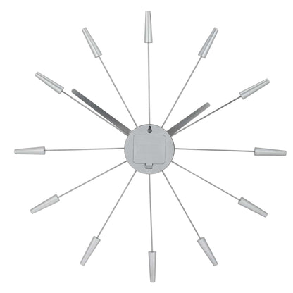 Comnox - Silent Wall Clock - Vintage – Stille tijdweergave – 58 cm – Roestvrij staal – Plug Inn – zilver, zwart, goud, multicolor