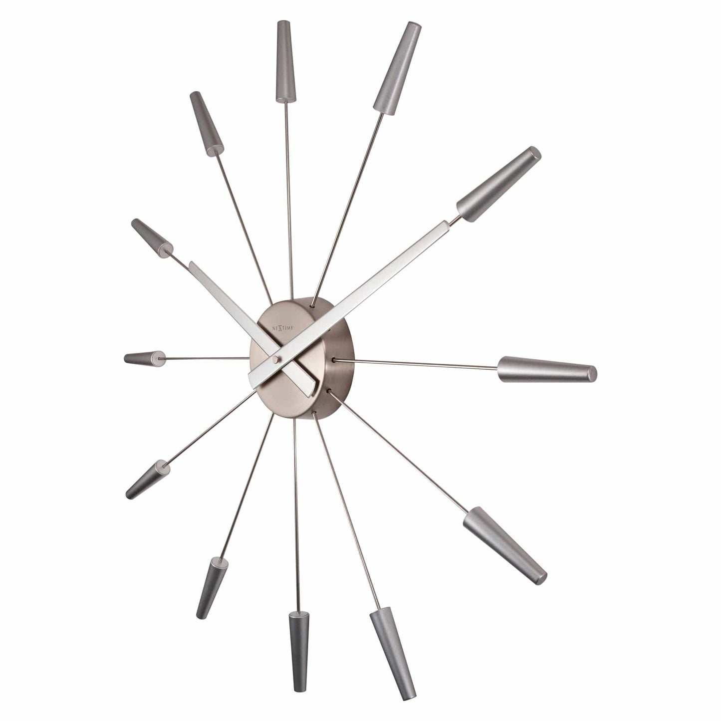 Comnox - Silent Wall Clock - Vintage – Stille tijdweergave – 58 cm – Roestvrij staal – Plug Inn – zilver, zwart, goud, multicolor