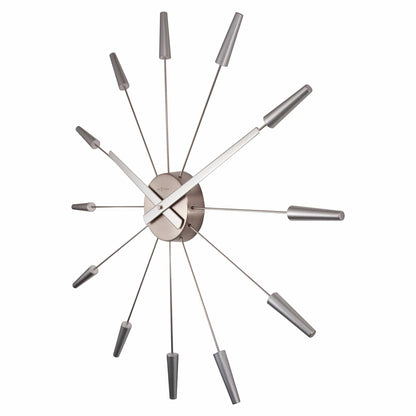 Comnox - Silent Wall Clock - Vintage – Stille tijdweergave – 58 cm – Roestvrij staal – Plug Inn – zilver, zwart, goud, multicolor