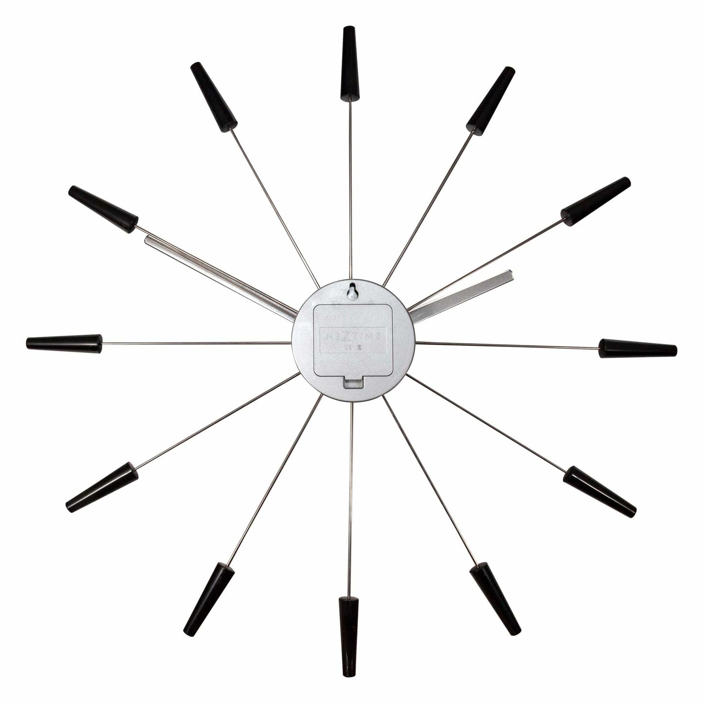 Comnox - Silent Wall Clock - Vintage – Stille tijdweergave – 58 cm – Roestvrij staal – Plug Inn – zilver, zwart, goud, multicolor