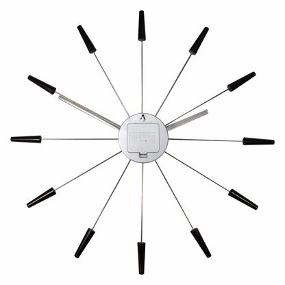 Comnox - Silent Wall Clock - Vintage – Stille tijdweergave – 58 cm – Roestvrij staal – Plug Inn – zilver, zwart, goud, multicolor
