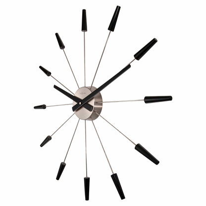 Comnox - Silent Wall Clock - Vintage – Stille tijdweergave – 58 cm – Roestvrij staal – Plug Inn – zilver, zwart, goud, multicolor