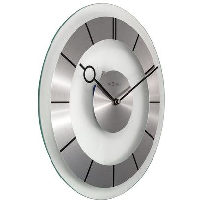 NeXtime Retro Wandklok - Tijdloos 60s Design - Aluminium & Glas