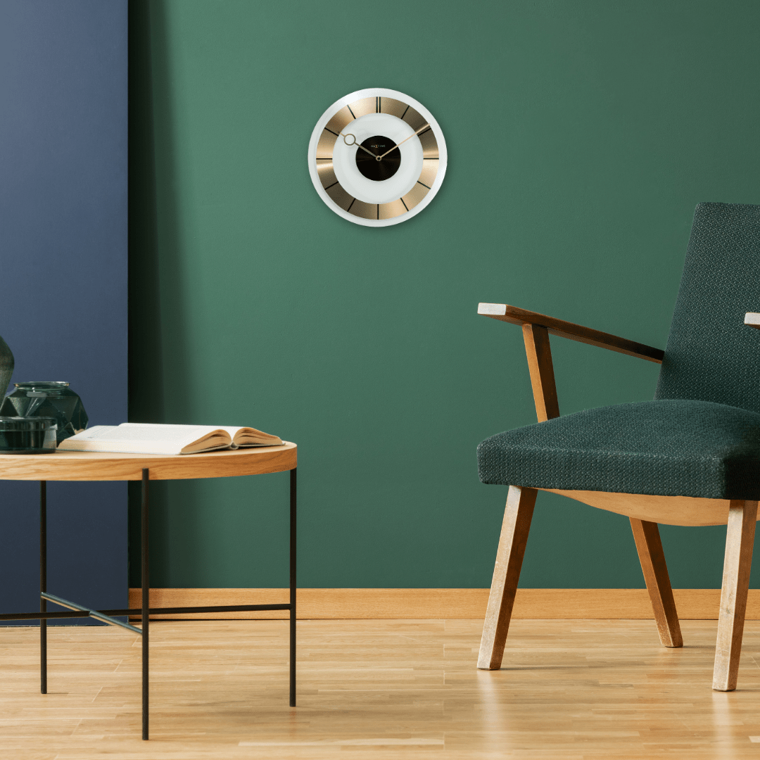 NeXtime Retro Wandklok - Tijdloos 60s Design - Aluminium & Glas