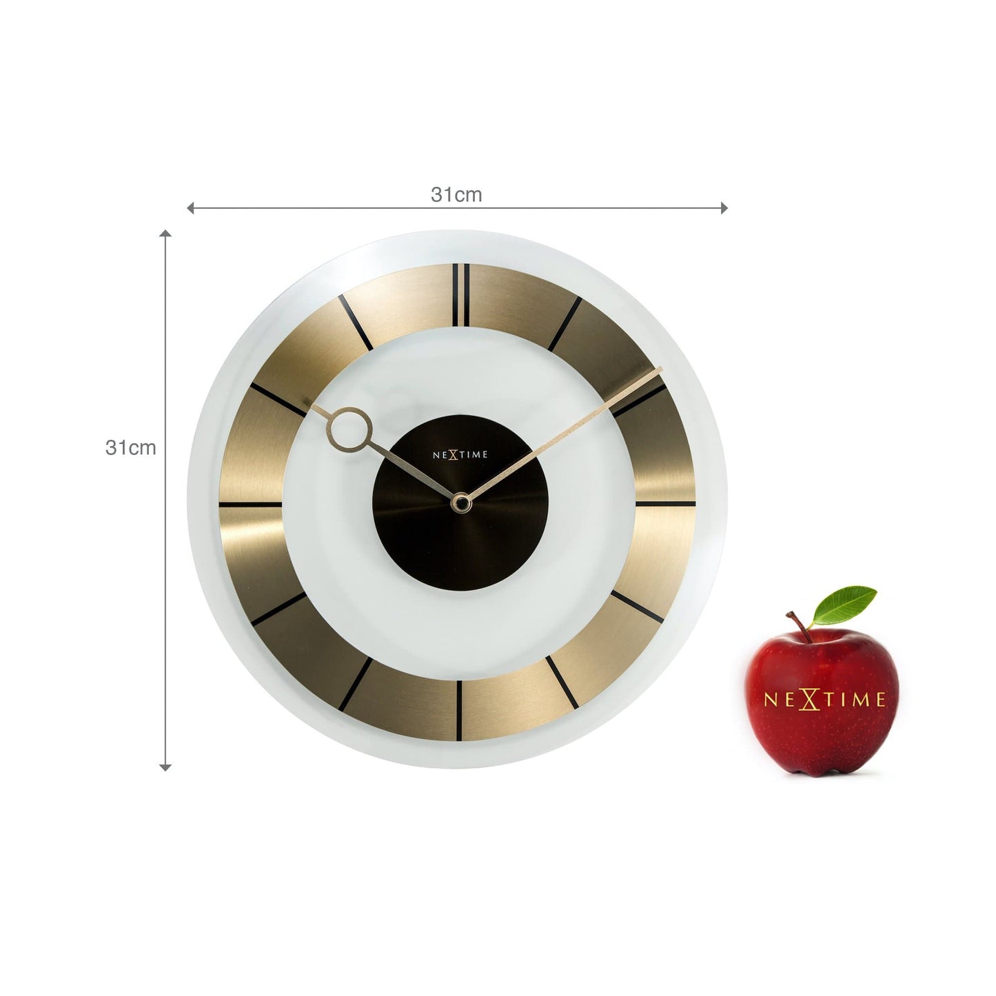 NeXtime Retro Wandklok - Tijdloos 60s Design - Aluminium & Glas