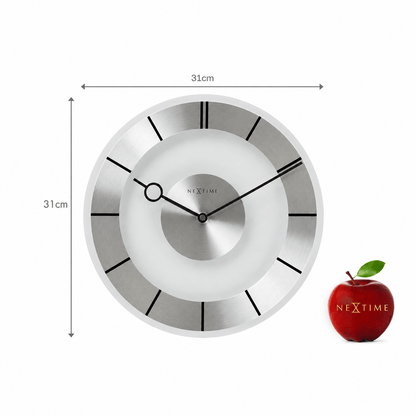 NeXtime Retro Wandklok - Tijdloos 60s Design - Aluminium & Glas
