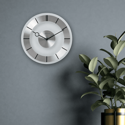 NeXtime Retro Wandklok - Tijdloos 60s Design - Aluminium & Glas