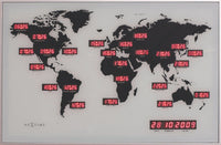 Comnox - World Time Digit - Wereldklok voor de moderne senior - Comfortabel overzicht van 22 steden - Glas & LED - 55x36cm - White