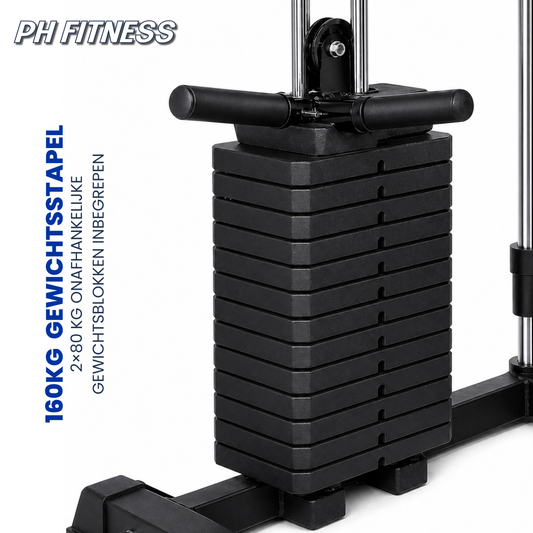 Comnox - PH Fitness Power Rack met Smith Machine - Alles-in-één krachtstation - Comfort & veiligheid - 160kg gewichtsstapel - Leg Press - 50mm schijven