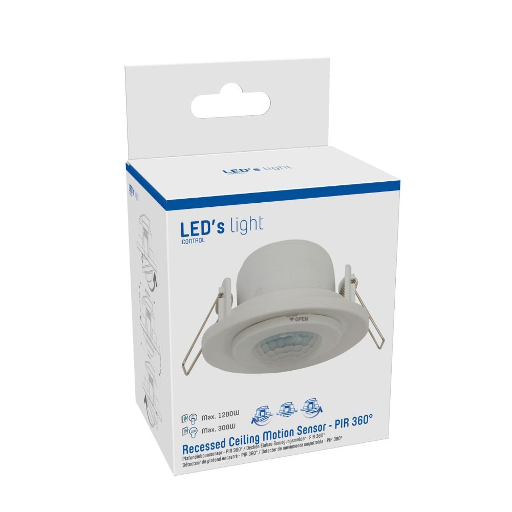 LED's Light Inbouw Bewegingsmelder - 0 tot 1200W - Detectiebereik van 8 meter