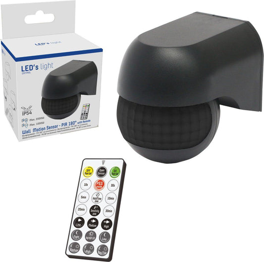 LED's Light 2-in-1 Bewegingsmelder met Afstandsbediening - Detecteert schemer en beweging - Zwart