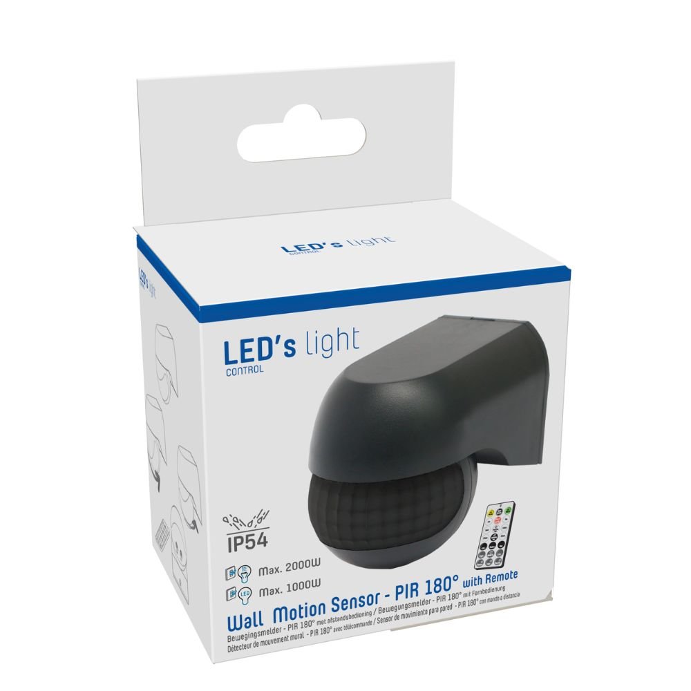LED's Light 2-in-1 Bewegingsmelder met Afstandsbediening - Detecteert schemer en beweging - Zwart