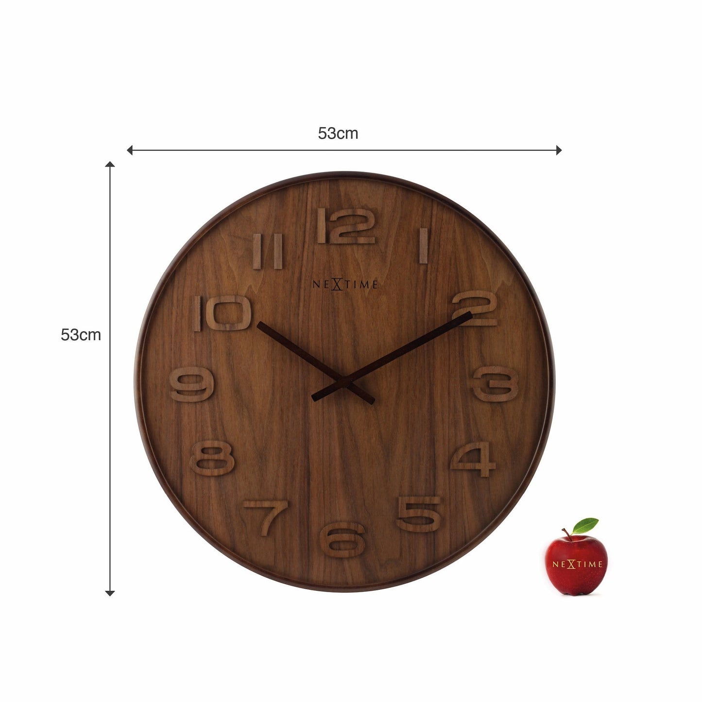 NeXtime Wood Wood Medium - Natuurlijke uitstraling - Houten wandklok 35 cm