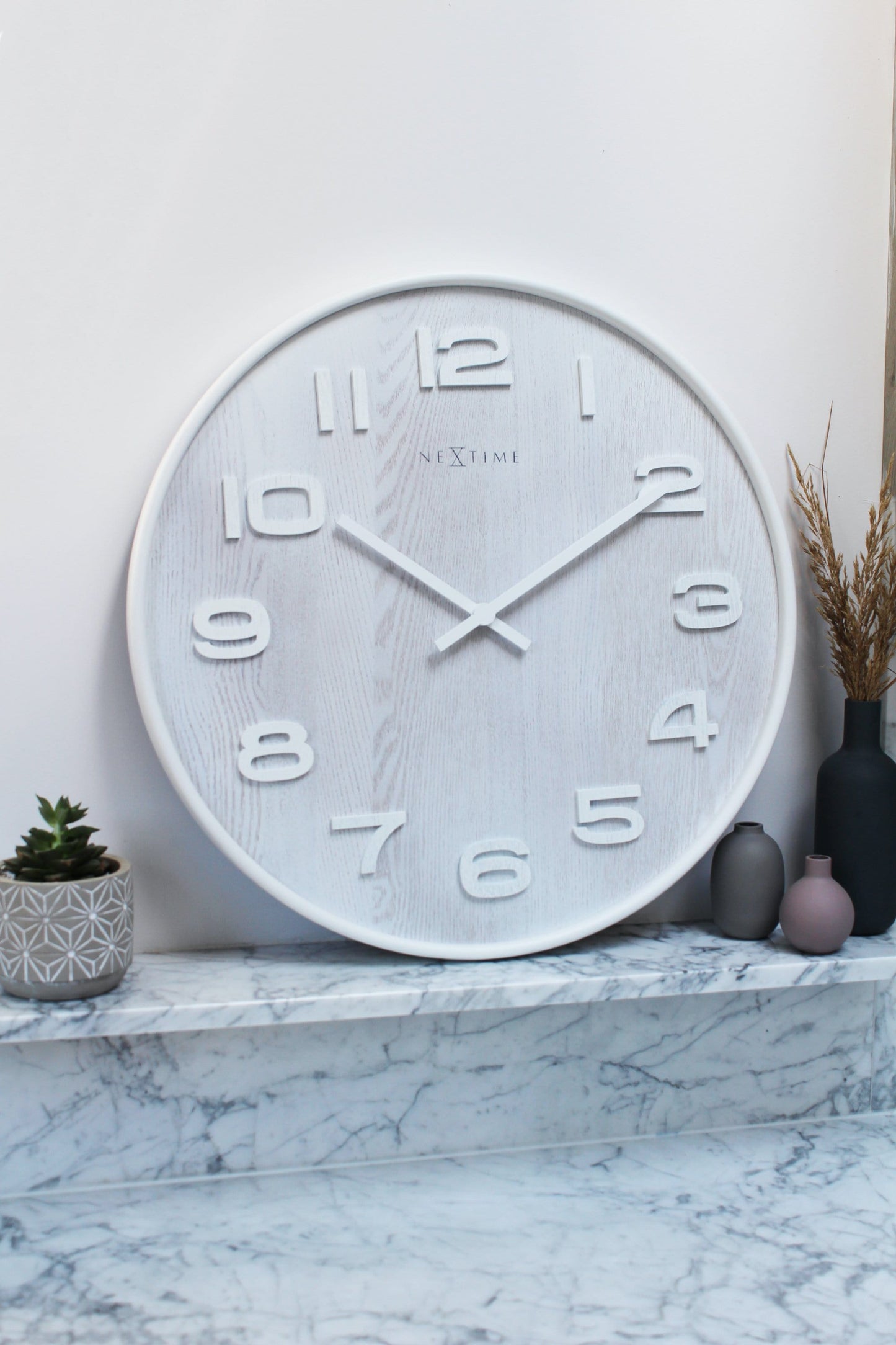 NeXtime Wood Wood - Uniek Design met Natuurlijk Hout - 35 cm